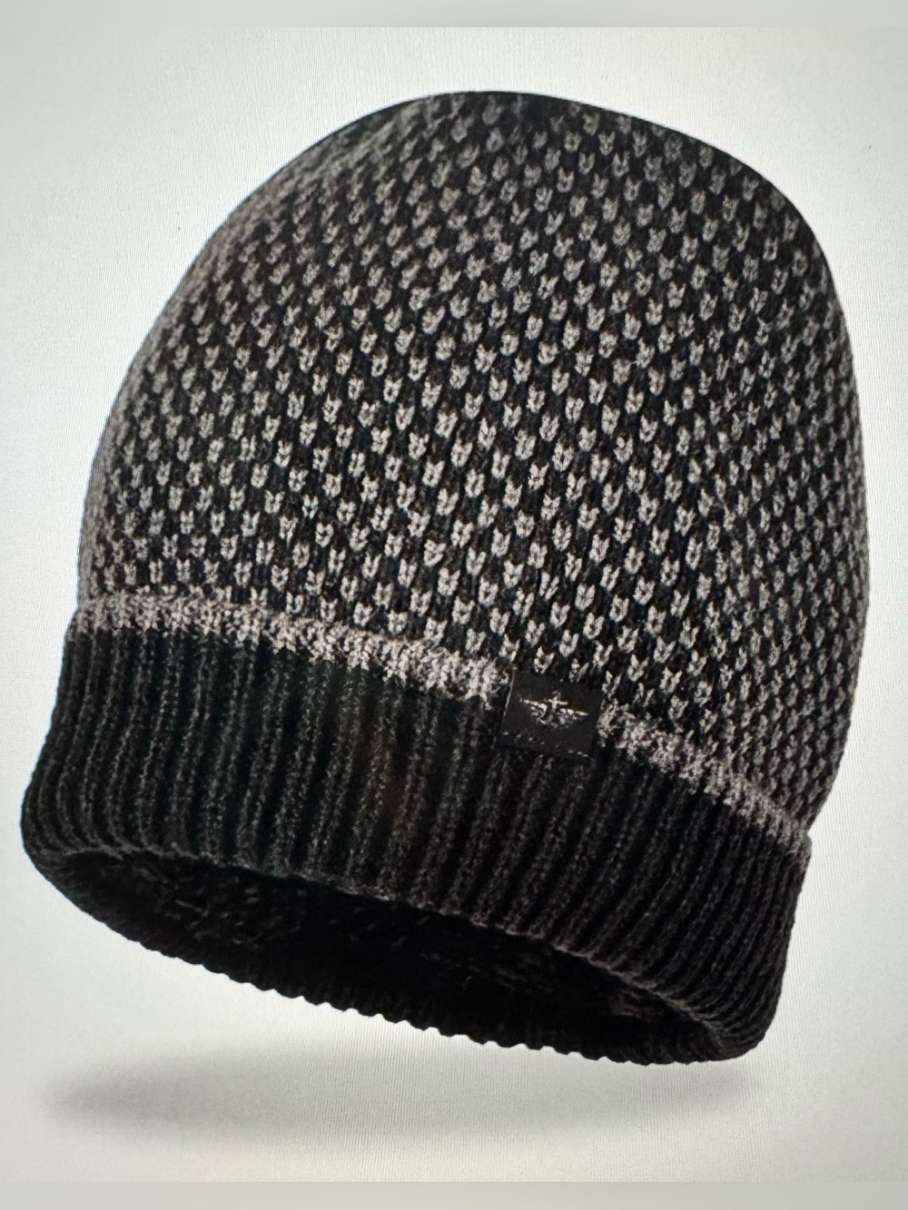 Dockers Two-Tone Knit Beanie in Black and Gray
